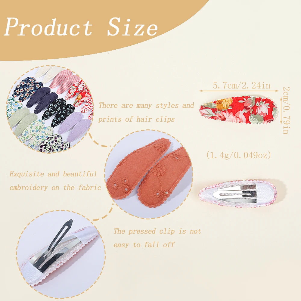 1 Set Printed Fabric Hair Clips Sweet Handmade BB Hair Clips Baby Girl Bangs Fixed Edge Clips Children's Hair Accessories Gifts