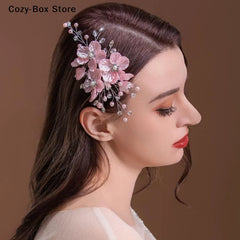 [ZY]Pearl Rhinestone Flower Wedding Hair Clip Hair Accessories For Women Beaded Hairpin Hair Ornaments Jewelry Bridal Headpiece