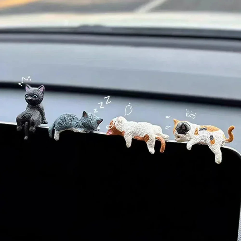 Funny Sleeping Cats Car Dashboard Ornament Adorable PVC Decoration For Car Interior Funn detail view