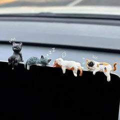 Funny Sleeping Cats Car Dashboard Ornament Adorable PVC Decoration For Car Interior Funn detail view