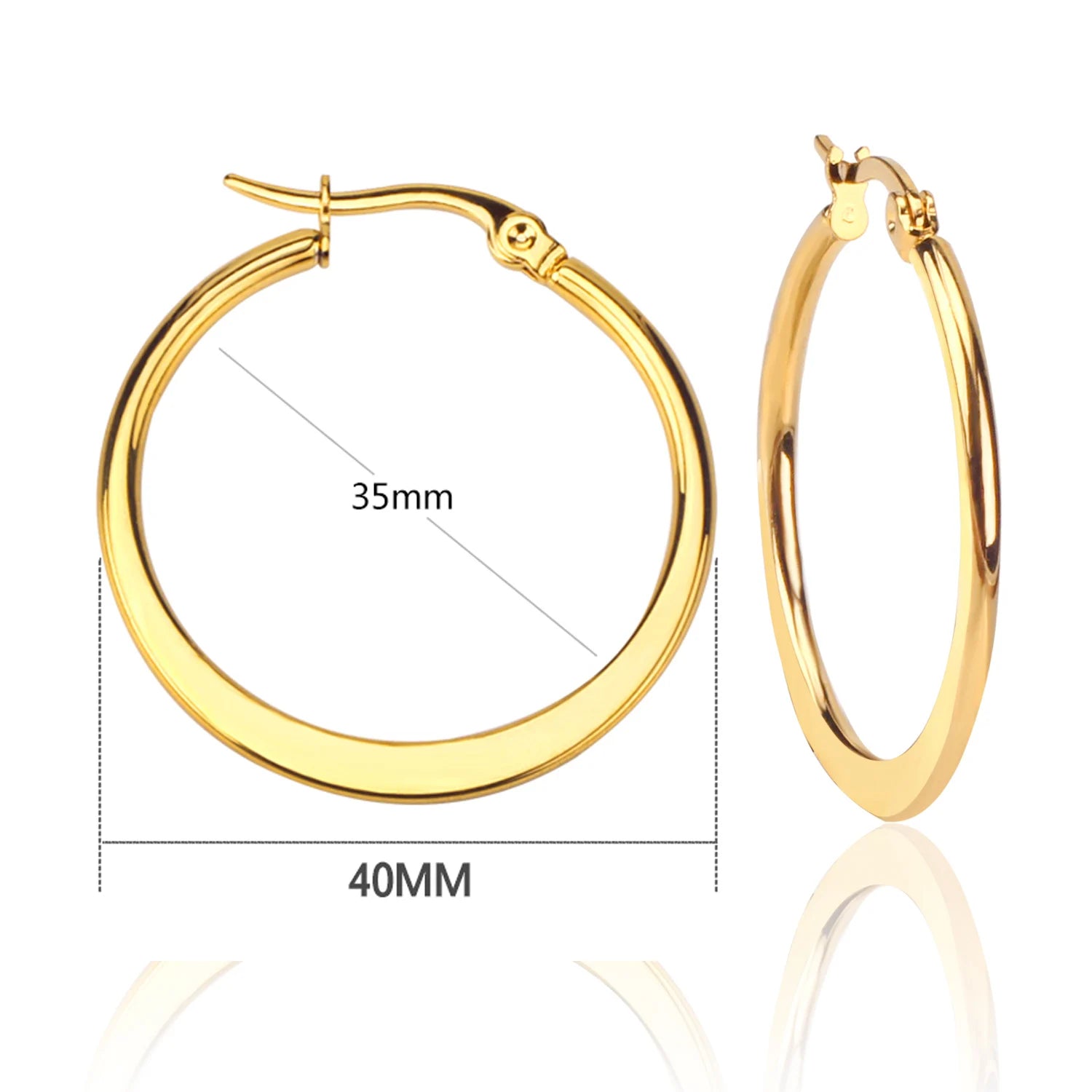 LUXUSTEEL Stainless Steel Hoop Earrings | Simple Geometric Shapes for Women additional angle