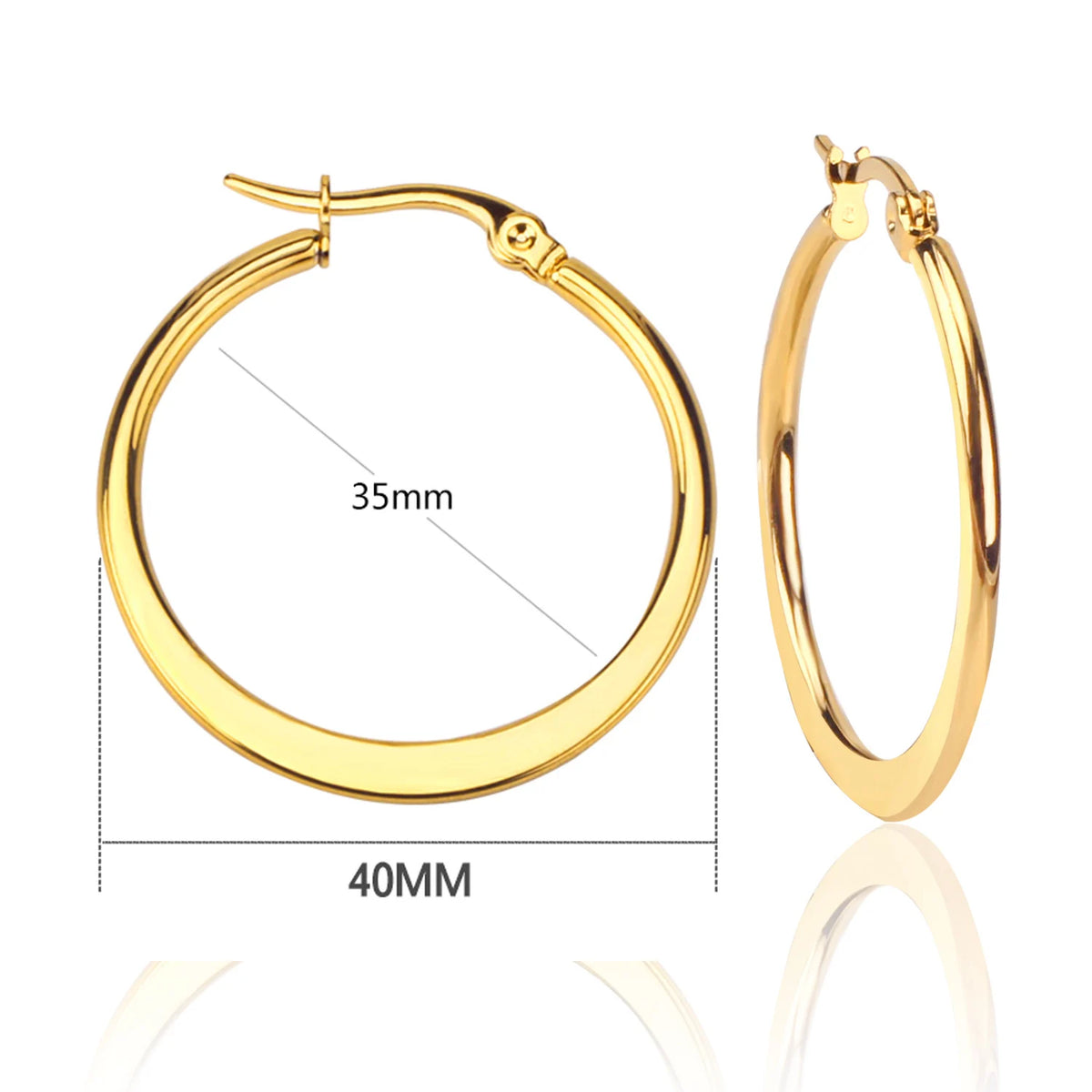 LUXUSTEEL Stainless Steel Hoop Earrings | Simple Geometric Shapes for Women additional angle