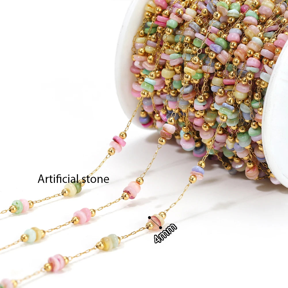 1 Meter Stainless Steel Enamel Beads Chain | DIY Jewelry Making Supplies detail view