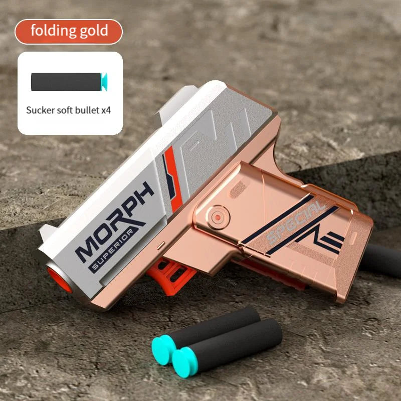 Foldable Mini Soft Bullet Toy Gun | Spinner Revolver Design for Stress Relief and Out lifestyle view