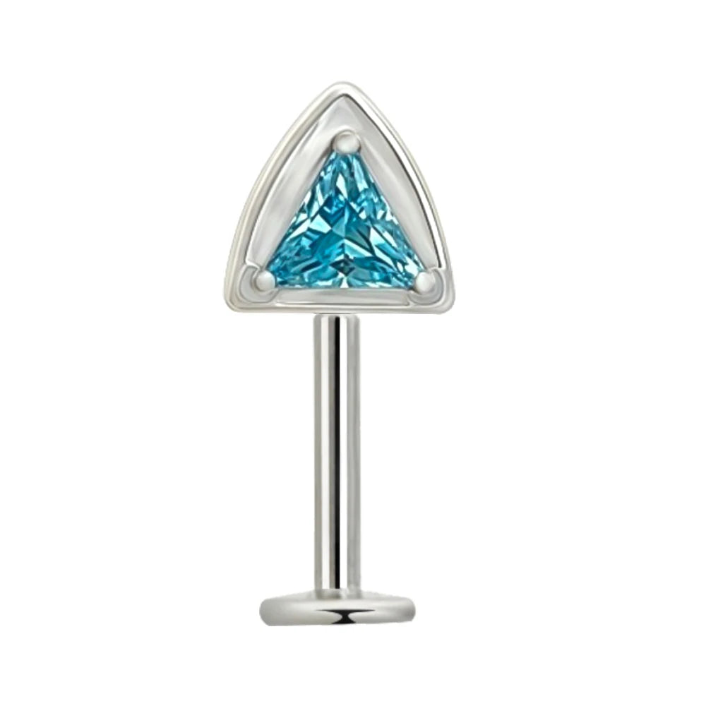G23 Titanium 16G Cat Ear Labret Helix Tragus Cartilage Flat Back Earrings with CZ - I alternate view