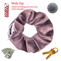 Portable Hidden Safe Sight Secret Hair Tie Storage Case Hair Scrunchie With Zipper Hid close-up view