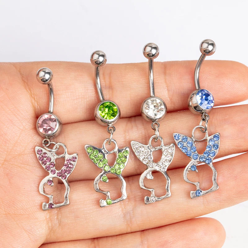 Stainless Steel Navel Nail Set with Zircon Human Body Piercing Jewelry lifestyle view