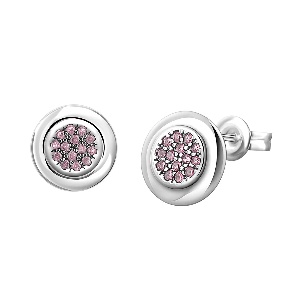 Hot selling 925 silver heart-shaped, pink,red, multi-color crystal sparkling luxury ea close-up view
