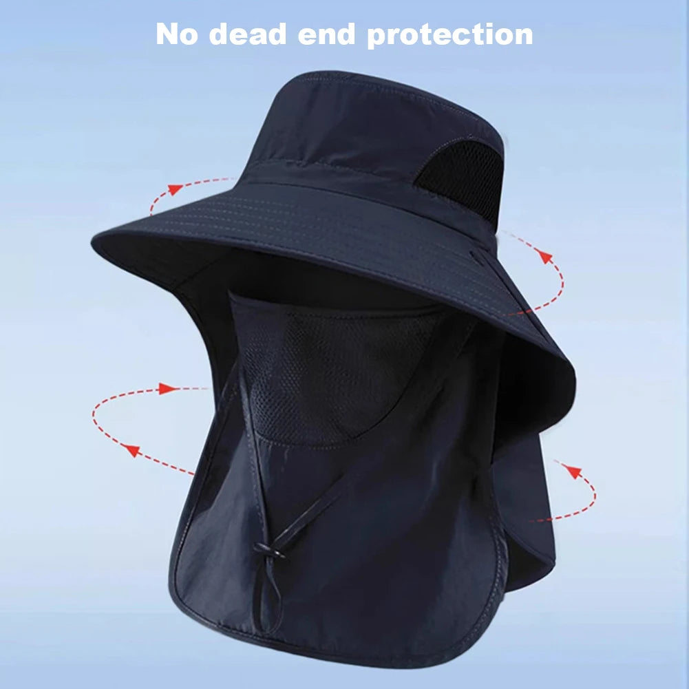 Summer Sun Hat with Neck Flap | UV Protection Outdoor Cap for Hiking Fishing detail view
