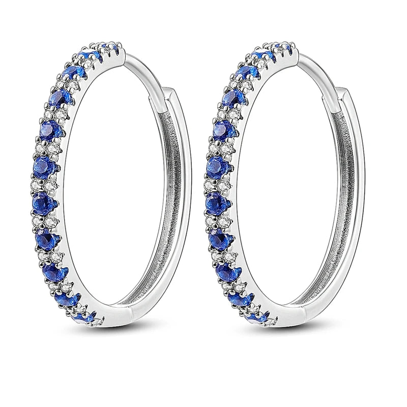 Original 925 Sterling Silver Women Hoop Earrings High Quality Shine Zircon U Shaped Cl close-up view