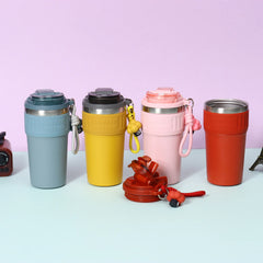 New Travel Coffee Tumbler Thermos Mug Easy Carry Steel Double Wall Tea Coffee Vacuum alternate view