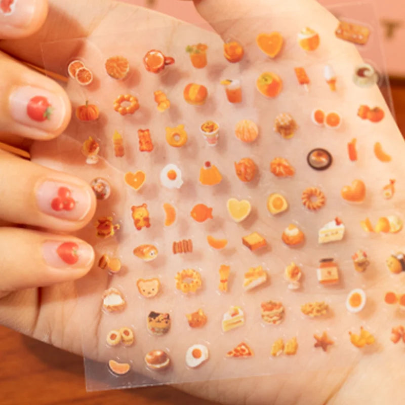 72pcs/4bags PETt Mini Pattern Small Nose-Shaped Cut-Out Film Stickers DIY Journal Fra lifestyle view