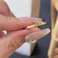Golden Stainless Steel 2mm Heart Rings Women Size 5/6/7/8/9/10# Thin Finger Ring Weddi close-up view