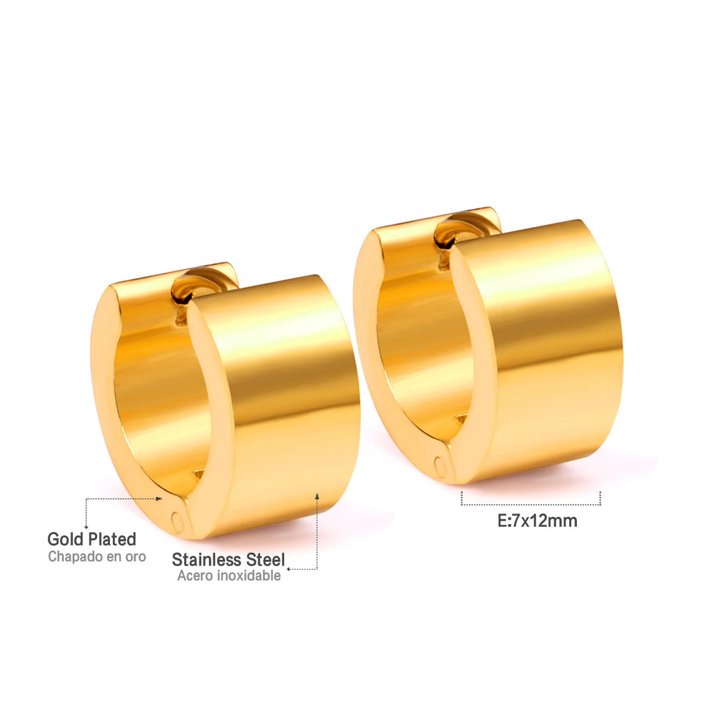 Solid Smooth Hoop Earrings Rosegold Black Stainless Steel Simple Round Ear Clips | Uni close-up view