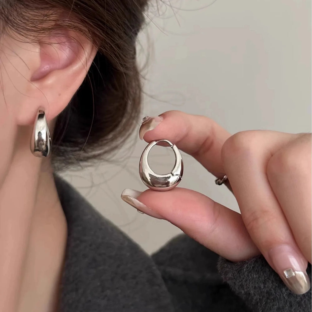 3 Pairs Stainless Steel Crystal Zirconia Hoop Earrings for Women Trendy Simple Gold P lifestyle view