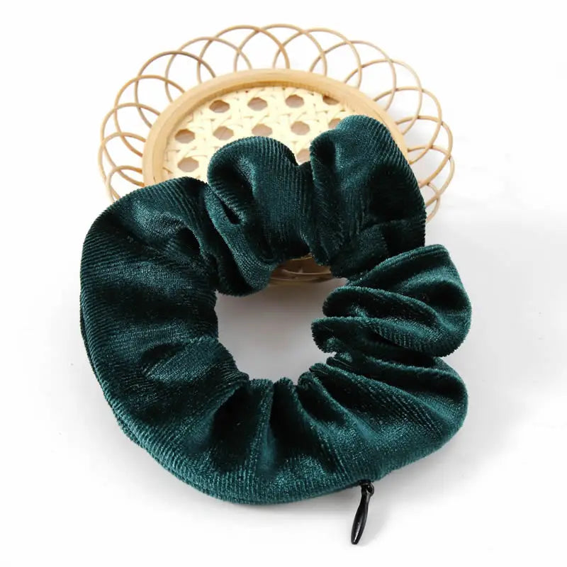 Portable Hidden Safe Sight Secret Hair Tie Storage Case Hair Scrunchie With Zipper Hi alternate view