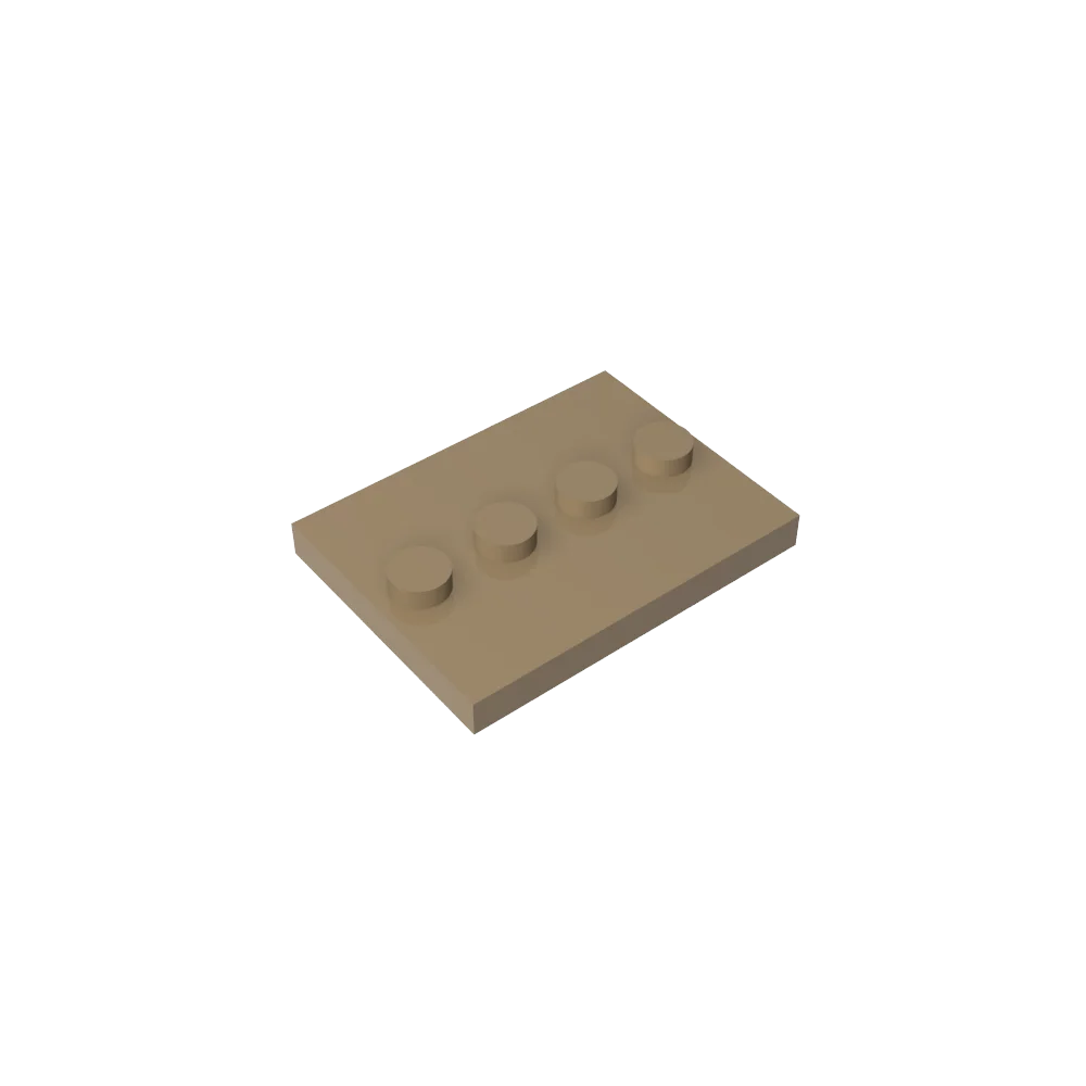 Gobricks GDS-980 Tile, Modified 3 x 4 with 4 Studs in Center | Compatible Building Block detail view