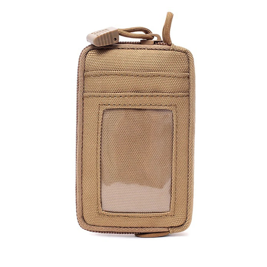 Waterproof Camping EDC Pouch | Tactical Key Purse Wallet with Card Slots and Zippers close-up view