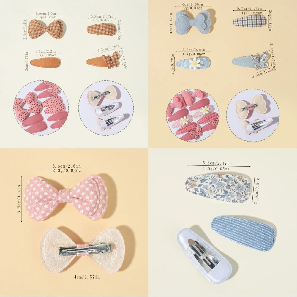 10PCS/Set New Fabric BB Hair Clip Children's Girls' Teenagers' Side Bangs Clip Girls' Party Daily Decoration Hair Accessories