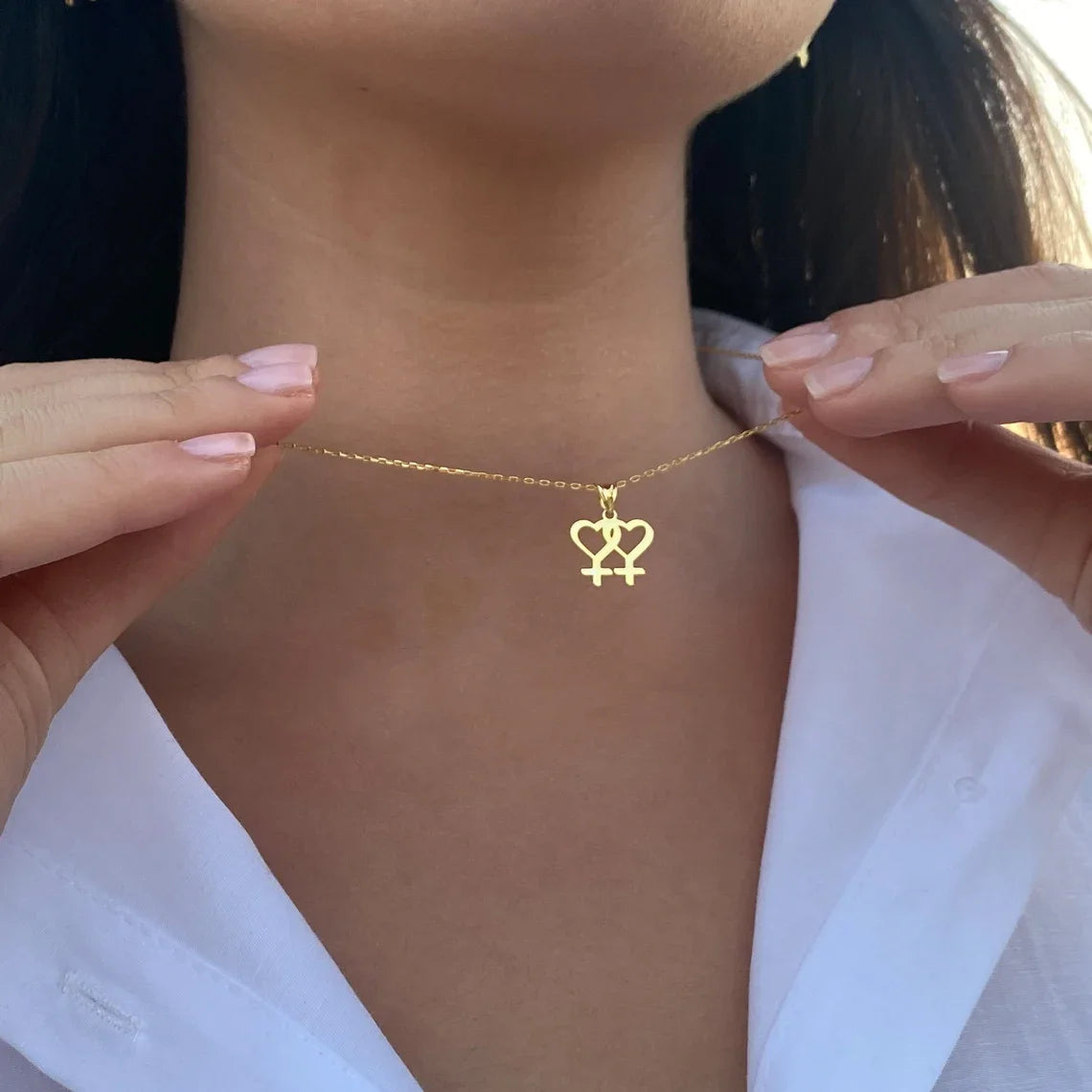 Venus Symbol Charm Female Lesbian LGBT Necklace Women Pendant LES Gold Silver Color S lifestyle view