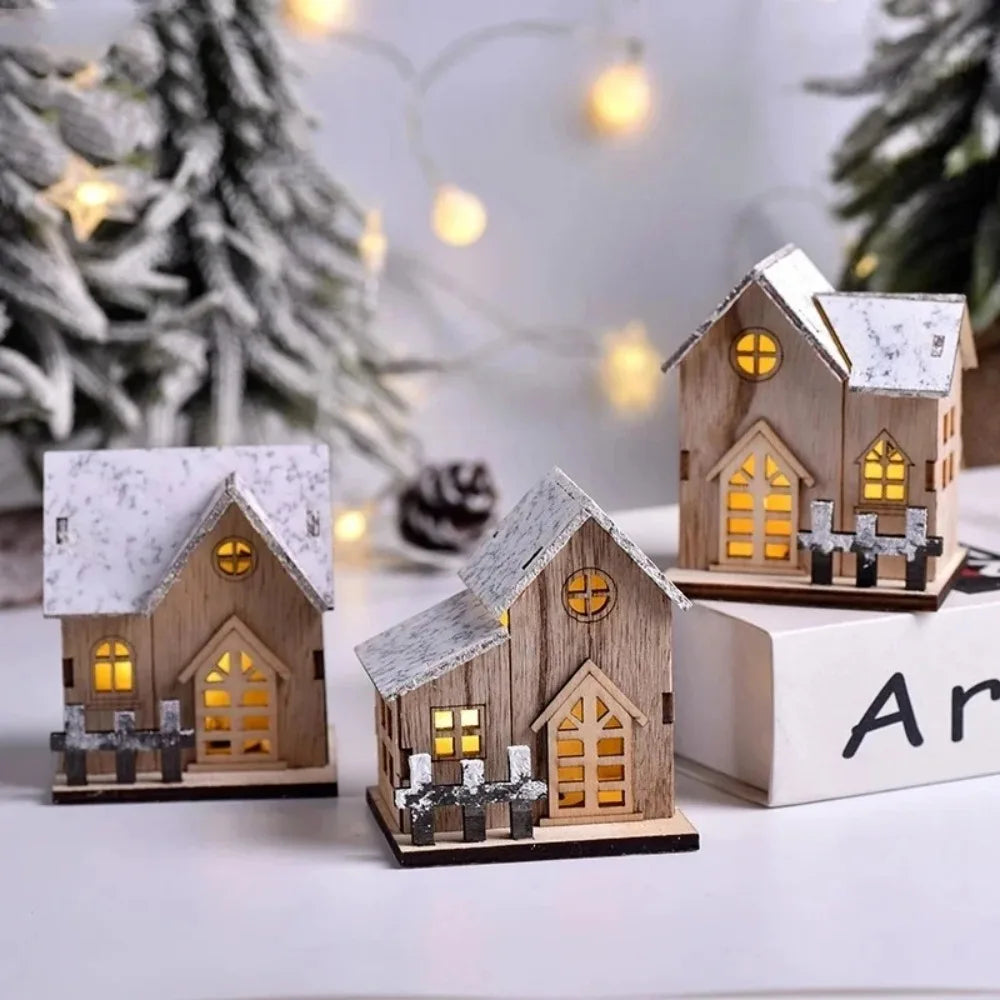 Christmas LED Light Wooden House Luminous Cabin Merry Christmas alternate view