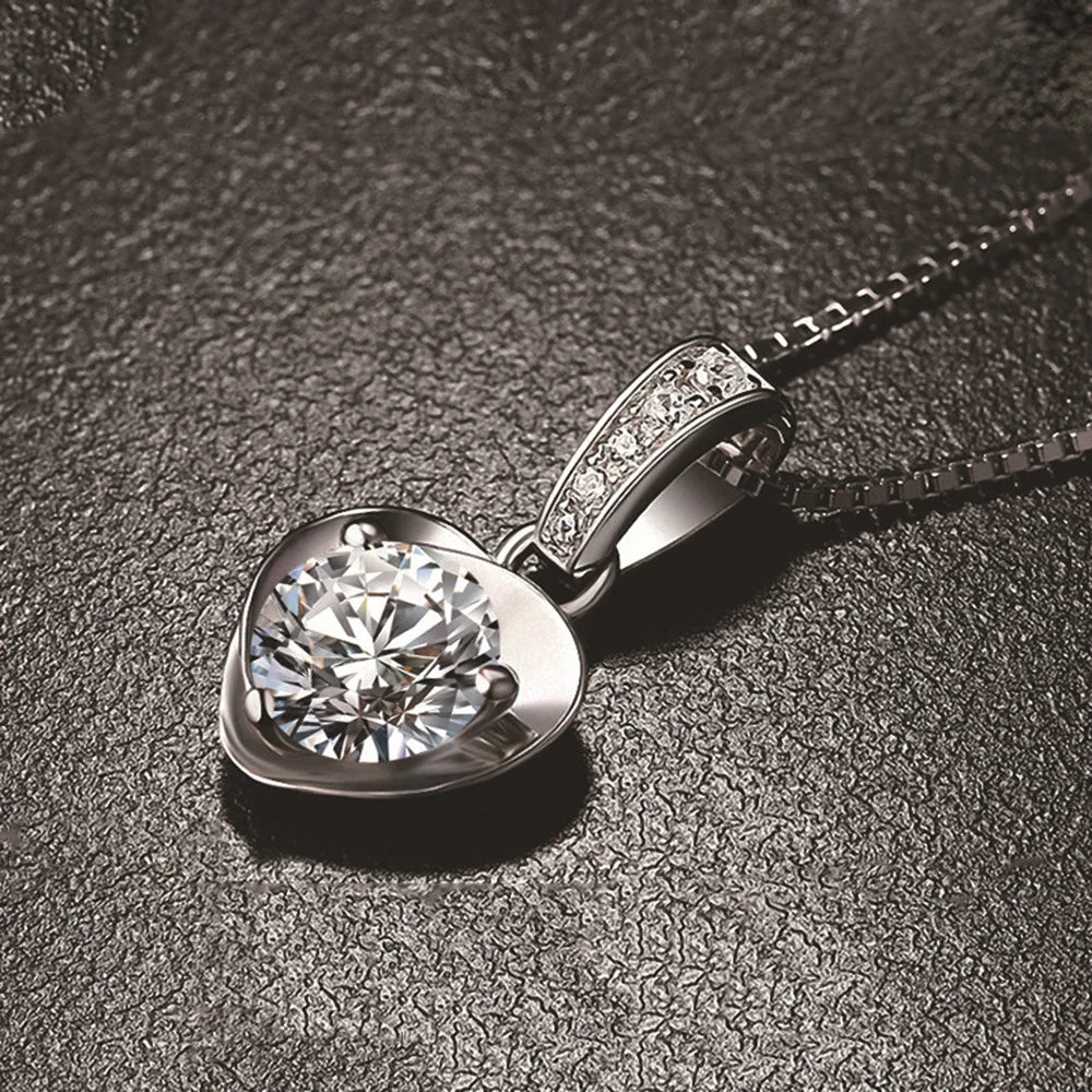 925 Silver Necklace Zircom for Women 18k Gold Plated Jewelry Pendant Birthday Party additional angle