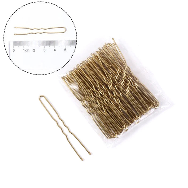 50pcs Women Gold Hair Clip Hairpin Hairstyle Styling Tool Hairgrip U Shape Barrette Hair Clips for Women Hair Accessories