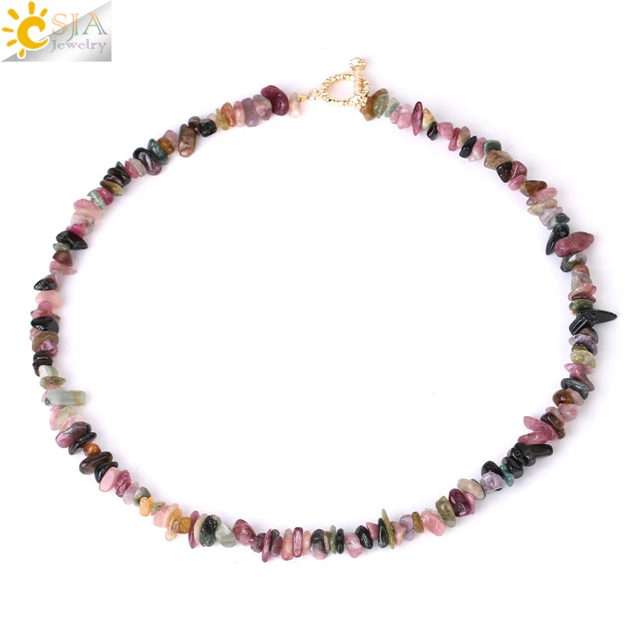 Natural Chip Stone Choker Necklace | Bohemia Crystal Bead Jewelry lifestyle view