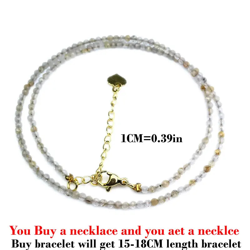 Fashion Faceted 2mm Beads Necklace Mini Natural Stone Amethysts Quartzs Agat Choker Mini detail view