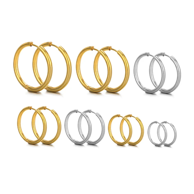 10pcs Stainless Steel Hoop Earrings Set | Fashion Huggie Earrings for Women and Men