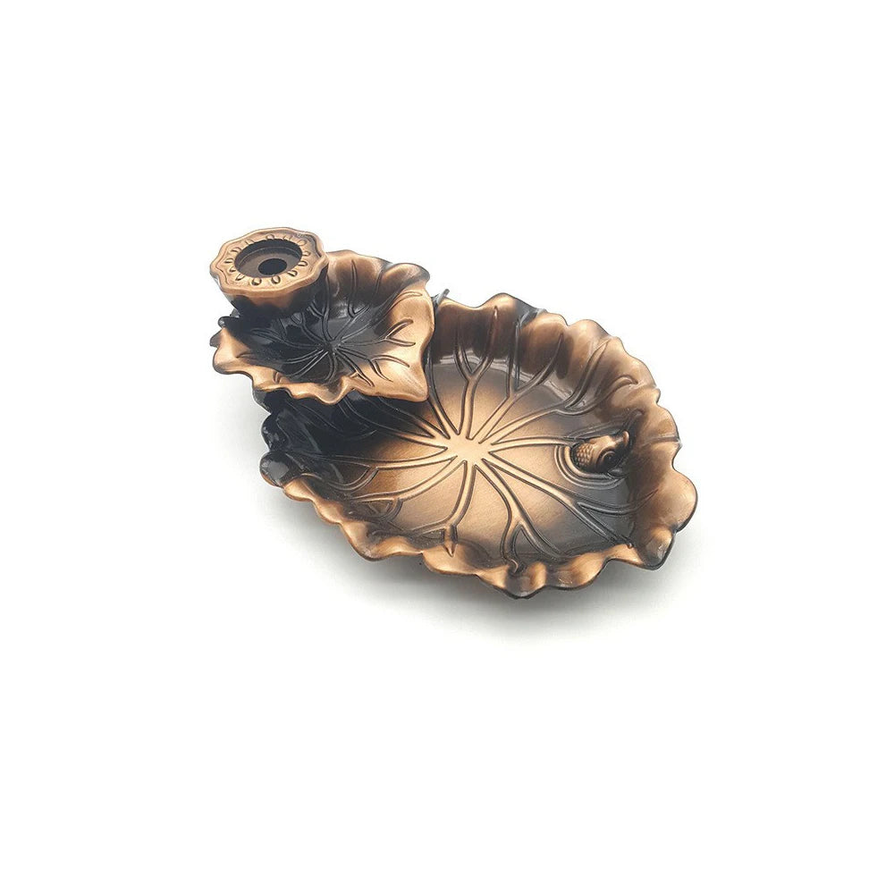Backflow Incense Waterfall Burner | Metal Frog and Fish Aromatherapy Decor lifestyle view