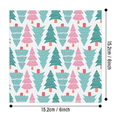 12pcs Retro Christmas Scrapbook Paper | Christmas Tree Design Single Sided DIY Craft P close-up view