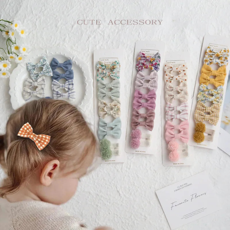 20pcs/set Lovely Kids Bows Hair Clips for Girls Barrette Boutique Full Coverage Fabri alternate view