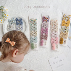 20pcs/set Lovely Kids Bows Hair Clips for Girls Barrette Boutique Full Coverage Fabri alternate view
