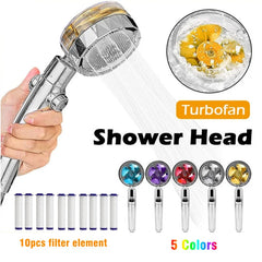 360 Degrees Rotation Turbo Fan Shower Head High Pressure Water Saving Spray Adjustabl alternate view