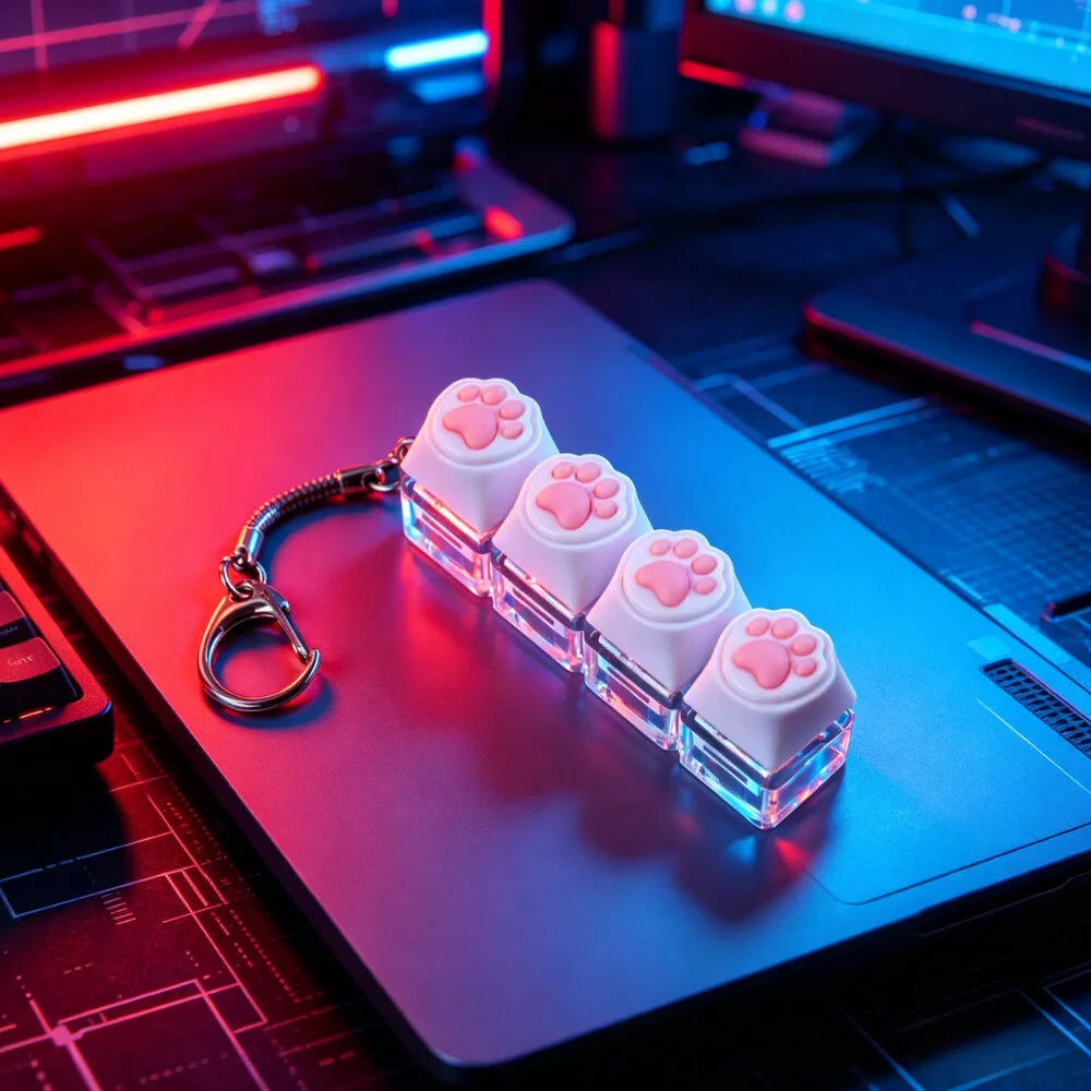 LED Light-Up Keychain Keyboard Clickable Button Fidget Toy for Stress Anxiety Relief alternate view