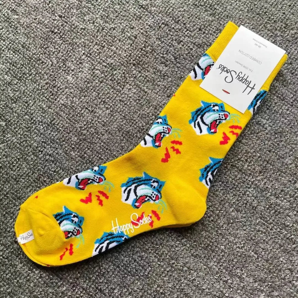 Multicoloured Socks Women Men Sports Socks Funky Dress Socks Casual Cotton lifestyle view