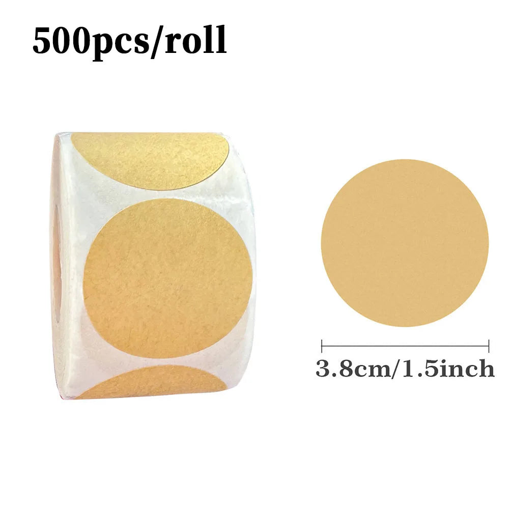 Kraft Round Self-Adhesive Labels | 500pcs per Roll for Organizing and Personalizing close-up view