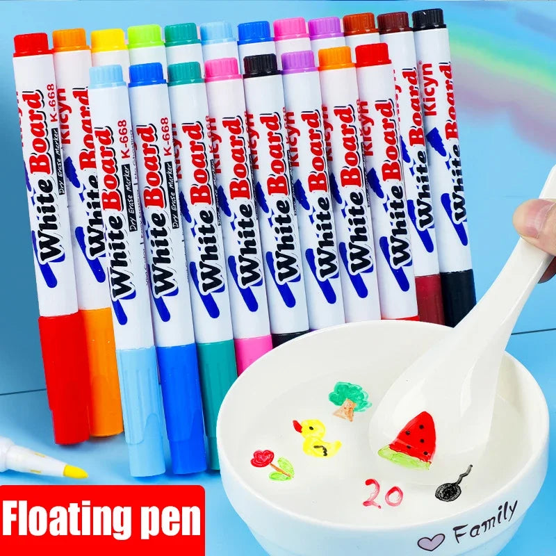 Montessori Magical Water Floating Student Painting Brush Whiteboard Markers Pen Suspension Kids Educ