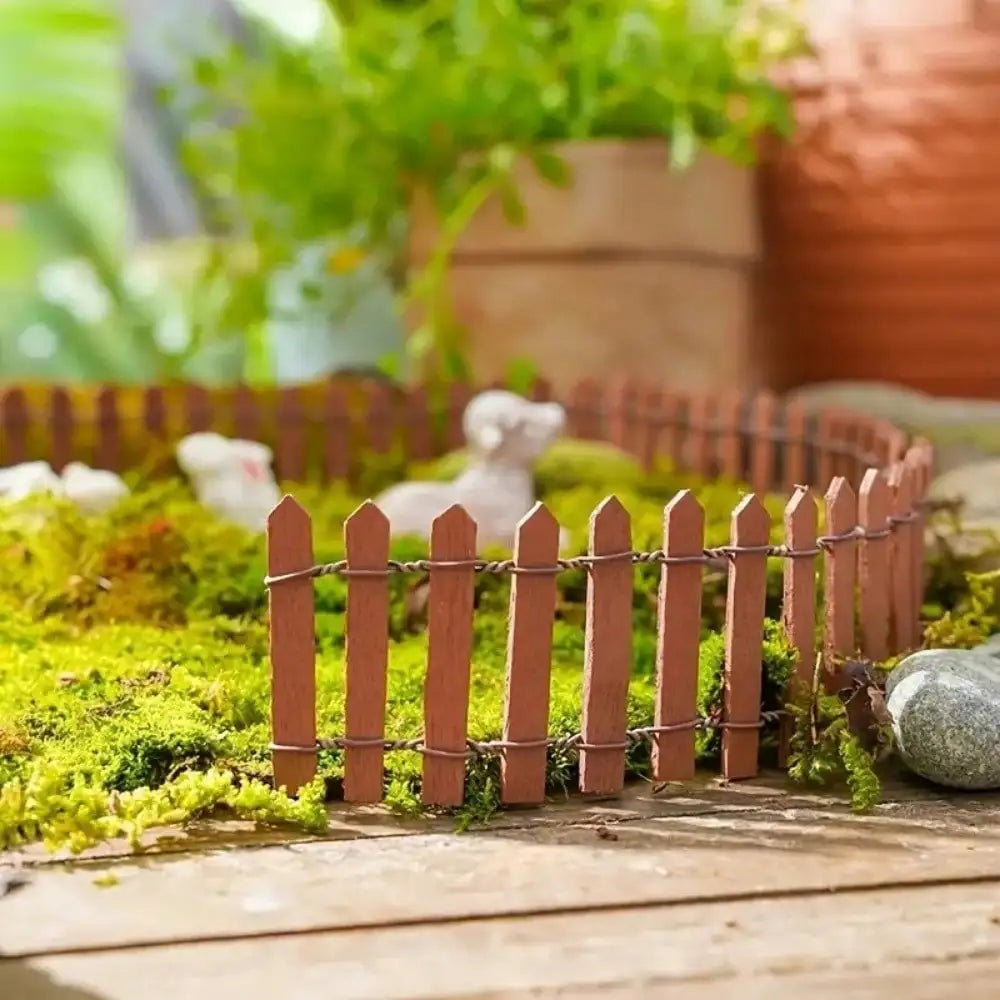 1PC Mini Wooden Fence Miniature Fence For Fairy Garden Micro Landscape Flower Pots Ac lifestyle view