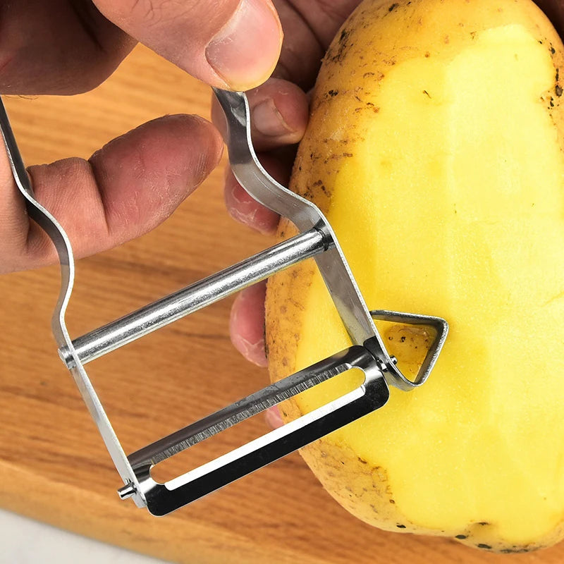 Stainless Steel Peeler | 2-in-1 Kitchen Fruit and Vegetable Slicer close-up view