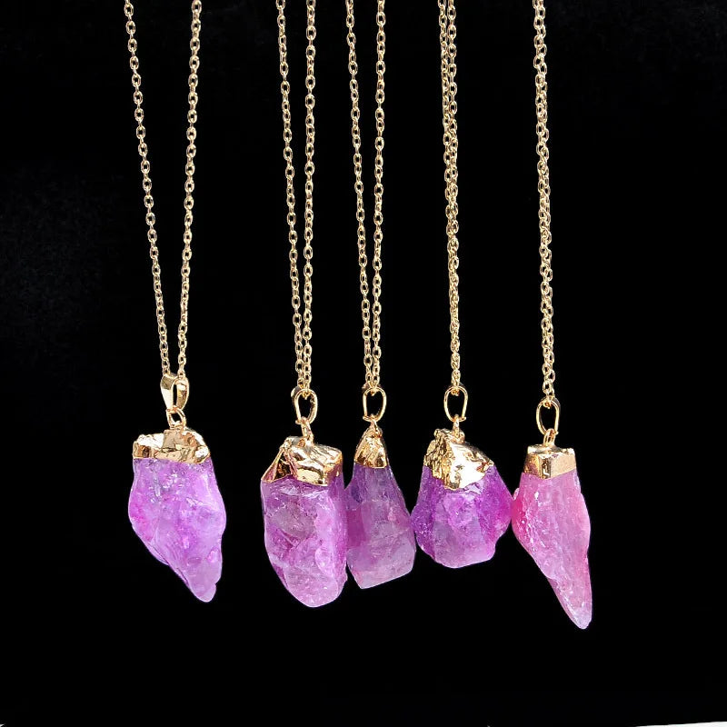 Irregular Amethyst Gemstone Necklace Healing Crystal Chakra Stone Women Birthday Gift Ci detail view