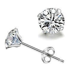 925 Sterling Silver Zircon Crystal 4 Claw Cut Earrings 3/4/5/6mm Earrings For Women F alternate view