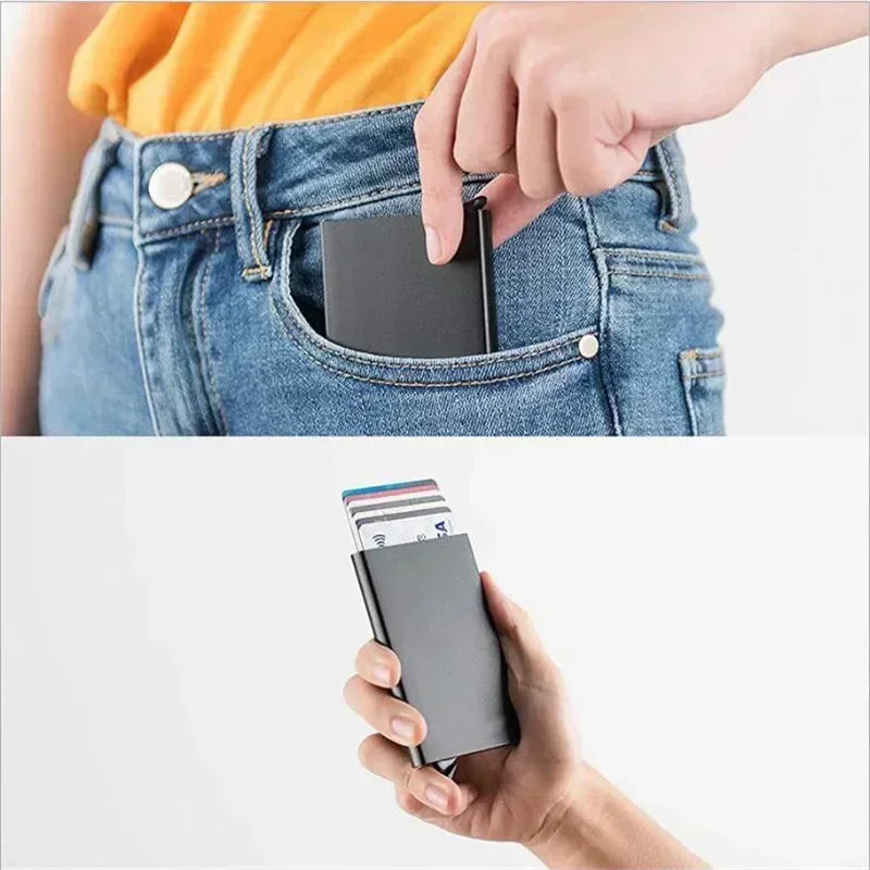 Slim Metal RFID Wallet | Minimalist Card Holder for Men and Women detail view