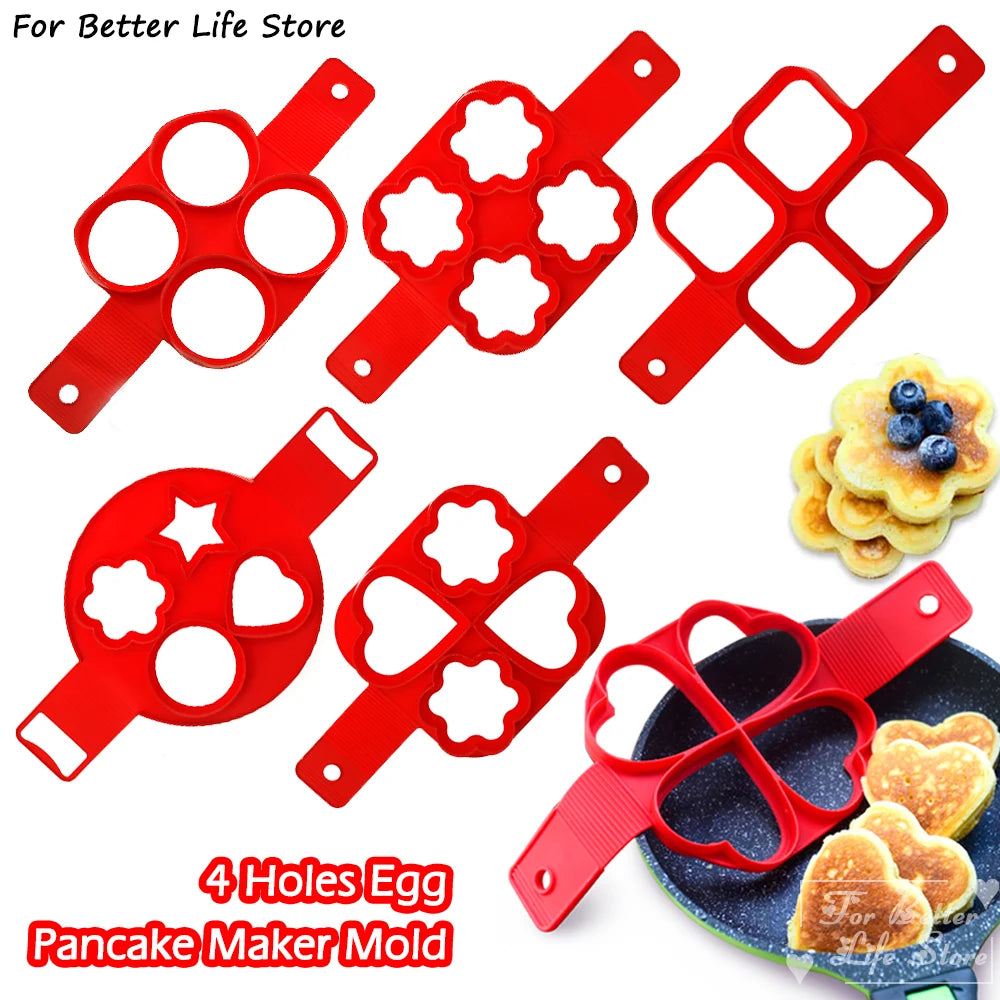 6 Style Egg Pancake Ring Set | Food Grade Silicone Molds for Kitchen