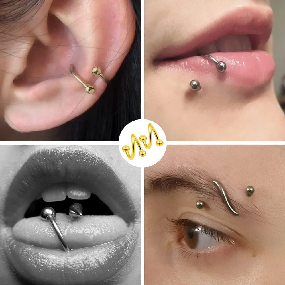 Women's Spiral Earrings Piercing Jewelry Multi-Use Body Jewelry - Lips Nose Septum Tra close-up view