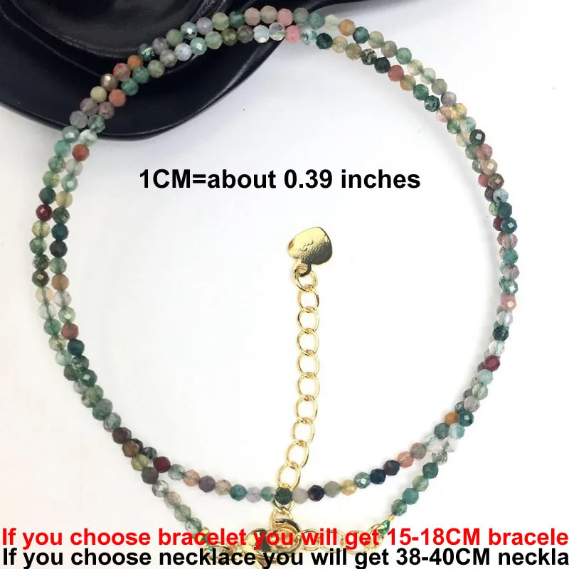 Faceted Gemstone Bead Choker Necklace and Bracelet Set | Natural Stone Jewelry for Men a detail view