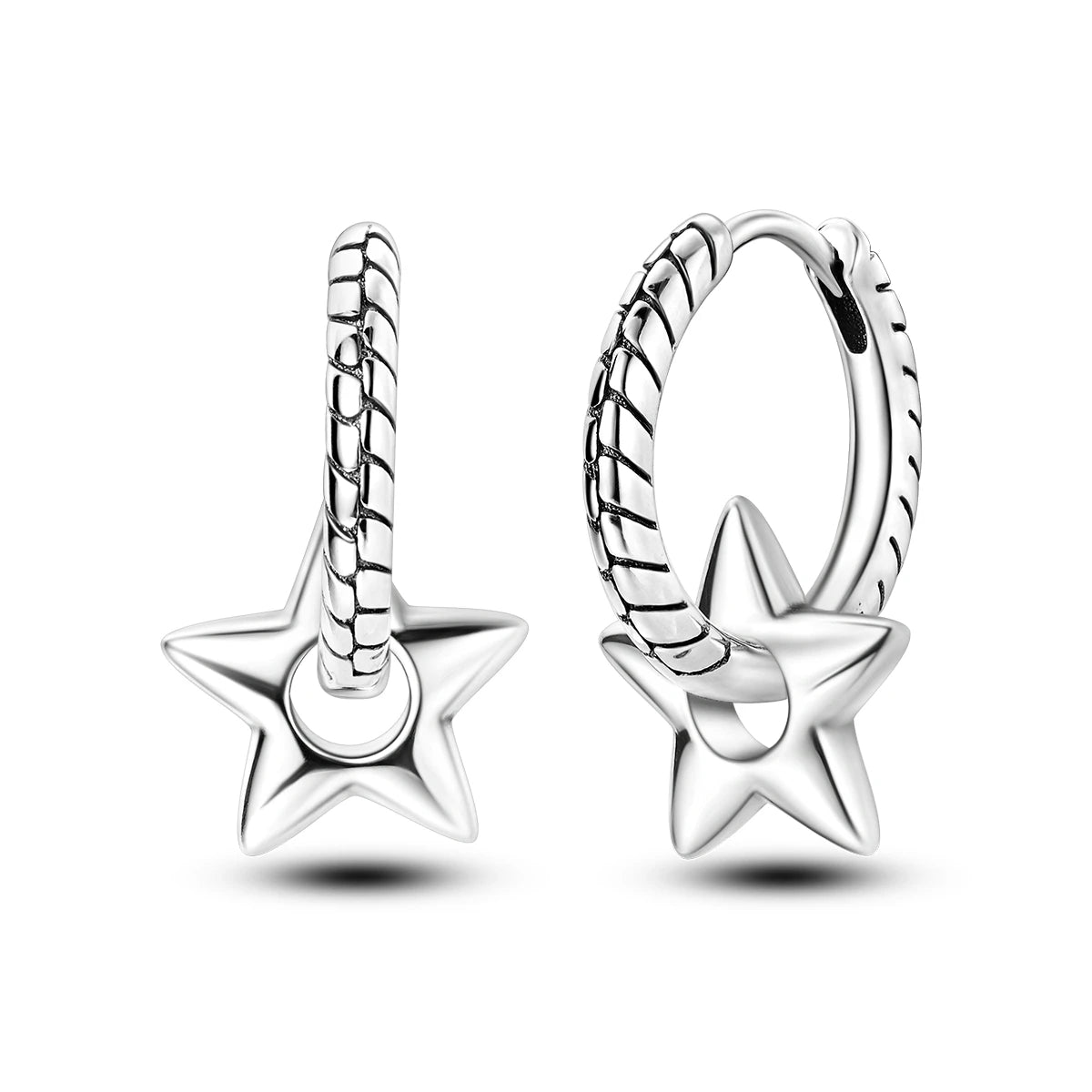 Original 925 Sterling Silver Women Hoop Earrings High Quality Shine Zircon U Shaped Cl close-up view