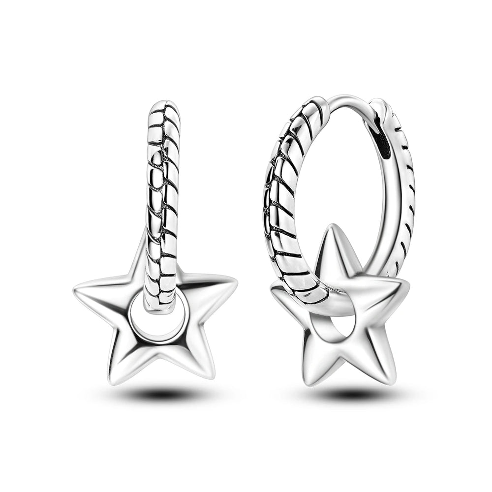Original 925 Sterling Silver Women Hoop Earrings High Quality Shine Zircon U Shaped Cl close-up view