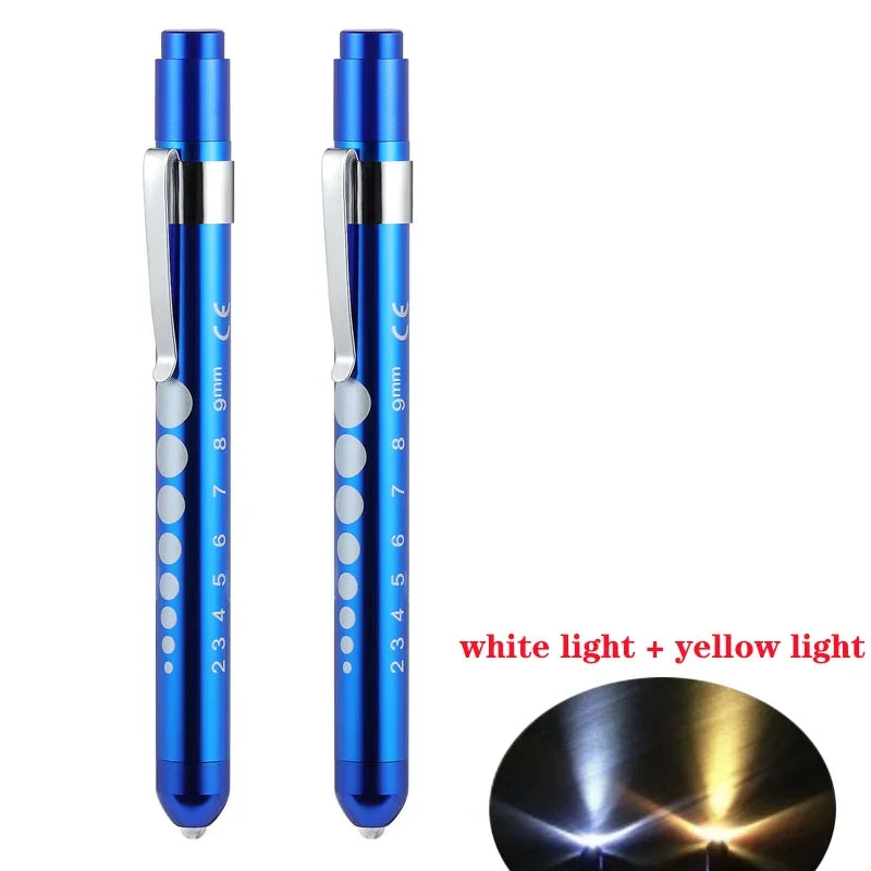 2Pcs Medical Pen Light Flashlight | LED Diagnostic Torch with Pupil Gauge for Doctors close-up view